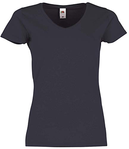 Fruit of the Loom Ladies Iconic 150 V-Neck T-Shirt, Größe:XL, Farbe:deep Navy von Fruit of the Loom