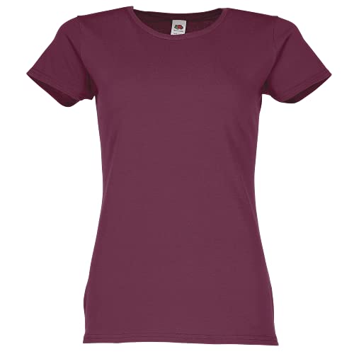 Fruit of the Loom Ladies Iconic T-Shirt Größe S - XXL, Farbe:Burgund, Größe:XL von Fruit of the Loom