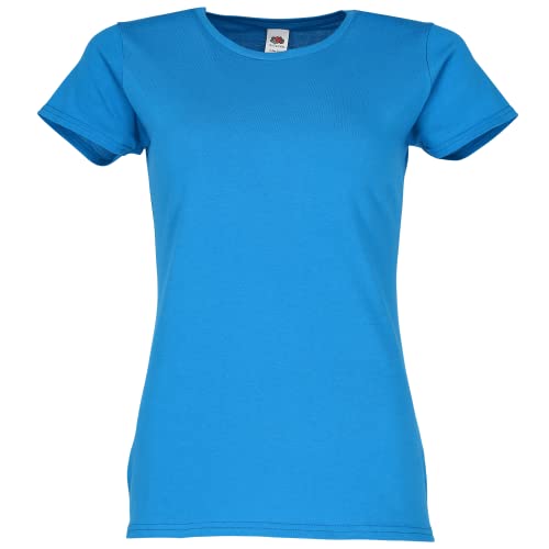 Fruit of the Loom Ladies Iconic T-Shirt Größe S - XXL, Farbe:azurblau, Größe:S von Fruit of the Loom