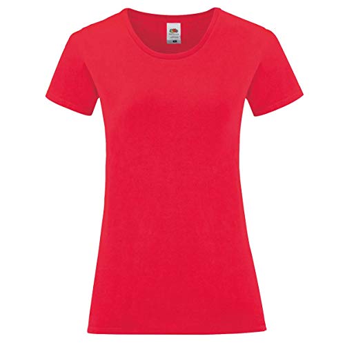 Fruit of the Loom Ladies Iconic T-Shirt Größe S - XXL, Farbe:rot, Größe:L von Fruit of the Loom