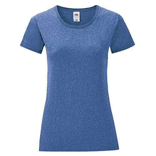 Fruit of the Loom Ladies Iconic T-Shirt Größe S - XXL, Größe:S, Farbe:Retro Royalblau meliert von Fruit of the Loom