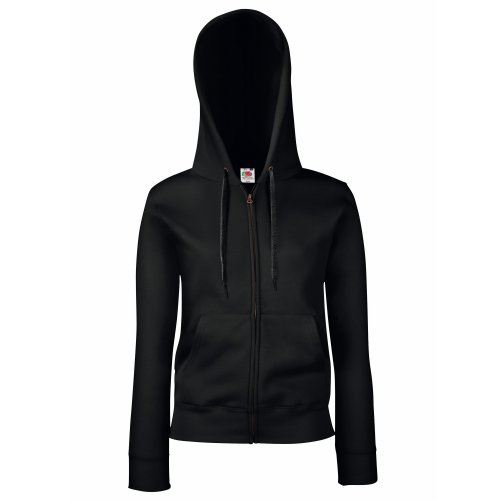 Fruit of the Loom Lady-Fit Damen Kapuzenjacke/Sweatshirt-Jacke mit Kapuze (XL) (schwarz) von Fruit of the Loom