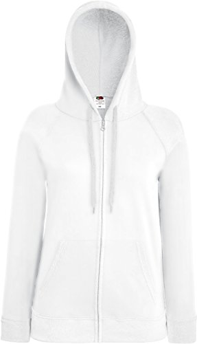 Fruit of the Loom Lady-Fit Lightweight Hooded Sweat Jacket 62-150-0 M,White von Fruit of the Loom