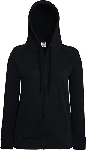 Fruit of the Loom Lady-Fit Lightweight Hooded Sweat Jacket 62-150-0 XS,Black von Fruit of the Loom
