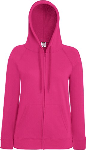 Fruit of the Loom Lady-Fit Lightweight Hooded Sweat Jacket 62-150-0 XS,Fuchsia von Fruit of the Loom