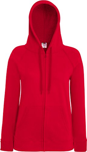 Fruit of the Loom Lady-Fit Lightweight Hooded Sweat Jacket 62-150-0 XS,Red von Fruit of the Loom