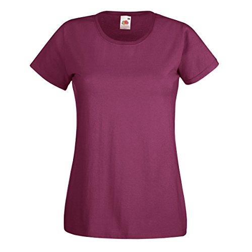 Fruit of the Loom Damen Slim Fit T-Shirt verschiedene Farben Baumwolle Kurzarm Rot X-Small von Fruit of the Loom