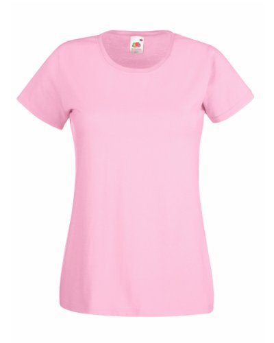 Fruit of the Loom Lady Fit Valueweight T-Shirt für Damen, hellrosa, Large von Fruit of the Loom