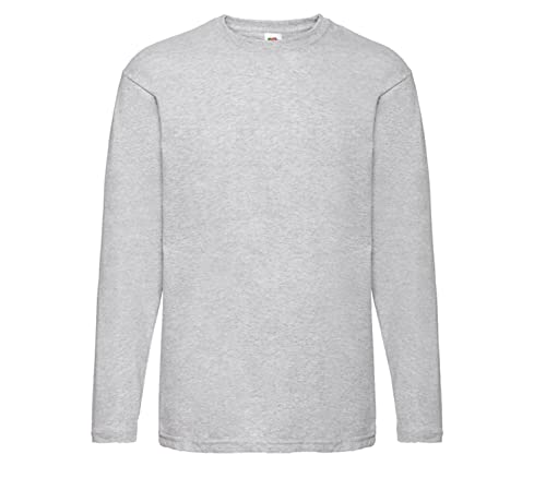 Fruit of the Loom - Langarm-Shirt 'Value Weight LS' / Grau + 1x HL Kauf Notizblock, 4XL von Fruit of the Loom