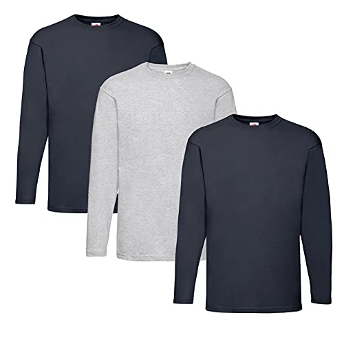 Fruit of the Loom - Langarm-Shirt 'Value Weight LS', Größe:XXL, Farbe:2 Deep Navy + 1 Grau + 1 HLKauf Notizblock Fruit of the Loom - Langarm-Shirt 'Value Weight LS', Größe:XXL, Farbe:2 Deep Navy + 1 Grau + 1 HLKauf Notizblock von Fruit of the Loom