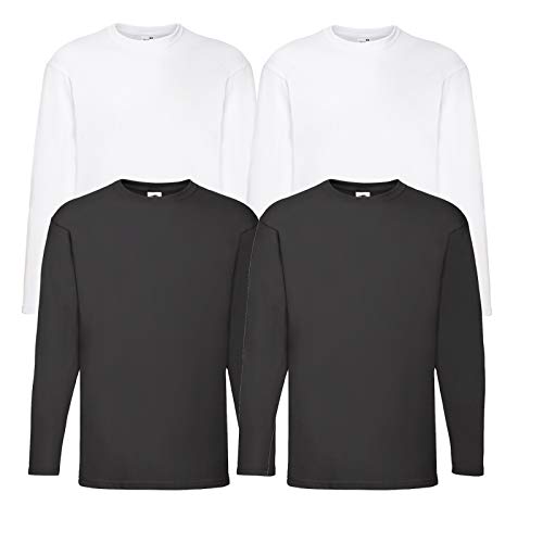 Fruit of the Loom - Langarmshirt 'Valueweight Longsleeve T' 4er Sets + 1HL-Kauf Notizblock (L, Farbset 1) von Fruit of the Loom