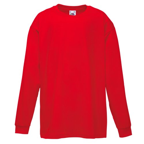 Fruit of the Loom Langarmshirt für Kinder, Unisex, 2 Stück, rot, 12-13 Jahre von Fruit of the Loom