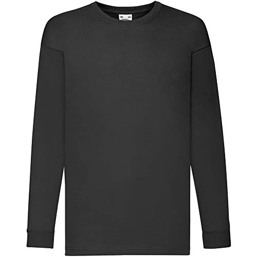 Fruit of the Loom Langarmshirt für Kinder, Unisex, Schwarz , 116 cm von Fruit of the Loom