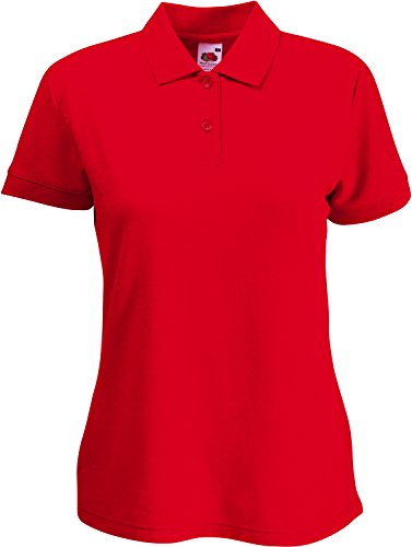 FRUIT OF THE LOOM Lady Fit Piqué-Poloshirt – (S-XXL) 9 Farben, rot, XXL von Fruit of the Loom