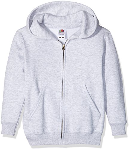 Fruit of the Loom Mädchen Kids Classic Hooded Sweat Jacket Sweatshirt, Grau (Heather Grey), Herstellergröße: 12/13 años (152 cm) von Fruit of the Loom