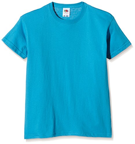 Fruit of the Loom Mädchen T-Shirt SS132B, Blau (Azure Blue), Gr. 116 CM (Herstellergröße:5-6 Jahre) von Fruit of the Loom