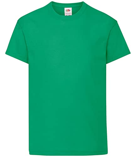 Fruit of the Loom Mädchen T-Shirt SS132B, Green (Kelly Green), Gr. 128 CM (Herstellergröße:7-8 Jahre) von Fruit of the Loom