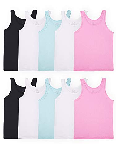 Fruit of the Loom Mädchen Unterhemden (Camis Camisole, Tank – 10 Stück – Sortiert, Groß (10er Pack) von Fruit of the Loom