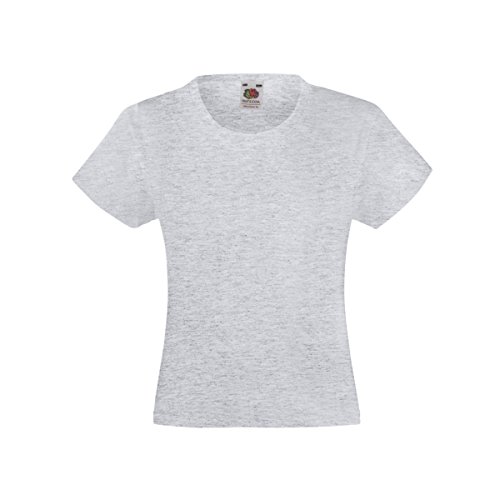 Fruit of the Loom Mädchen Valueweight T-Shirt, Grau (Heather Grey), Gr. 7-8 Jahre (128 cm) von Fruit of the Loom