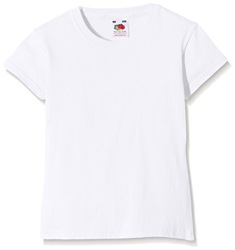 Fruit of the Loom Mädchen Valueweight T-Shirt, Weiß, Gr. 12-13 Jahre (152 cm) von Fruit of the Loom