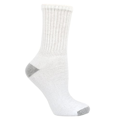 Fruit of the Loom Men's 6 Pack Heavy Duty Reinforced Cushion Full Crew Socks, White, Shoe Size: 6-12 von Fruit of the Loom