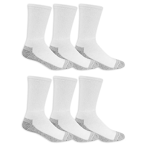 Fruit of the Loom Men's 6 Pack Heavy Duty Reinforced Cushion Full Crew Socks, White, Shoe Size: 6-12 von Fruit of the Loom