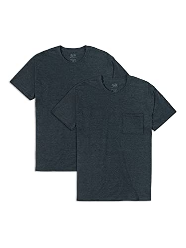 Fruit of the Loom Men's Eversoft Cotton T-Shirts (Regular and Big & Tall), Pocket-2 Pack-Black Heather, 4X-Large von Fruit of the Loom