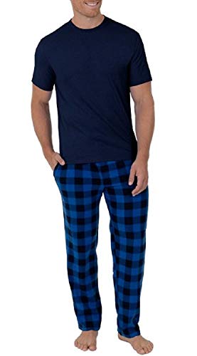 Fruit of the Loom Men's Fleece Sleep Pant and Knit Top Sleep Set, Blue/Navy, 5X-Large von Fruit of the Loom