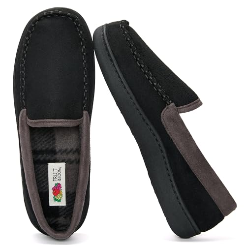 Fruit of the Loom Men's Microsuede Venetian Slipper, Black, 13-14 von Fruit of the Loom