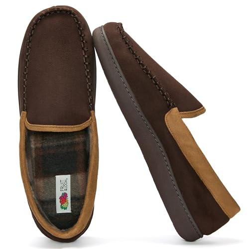 Fruit of the Loom Men's Microsuede Venetian Slipper, Brown, 13-14 von Fruit of the Loom