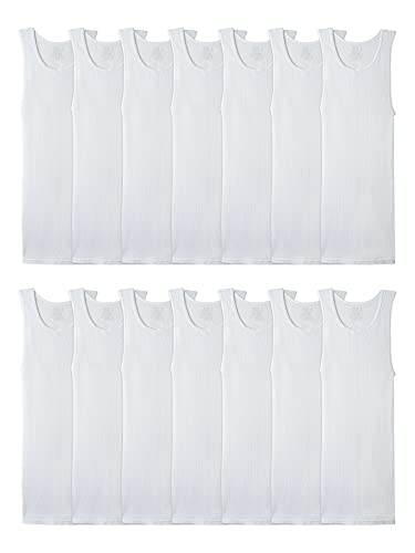 Fruit of the Loom Men's Tag-Free Tank A-Shirt, 14 Pack - White, Large von Fruit of the Loom