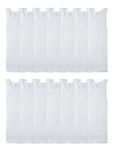 Fruit of the Loom Men's Tag-Free Tank A-Shirt, 14 Pack-White, Small von Fruit of the Loom