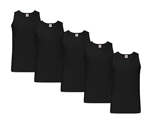 Fruit of the Loom Men's Vest (Pack of 5) (Black Black), 3XL von Fruit of the Loom