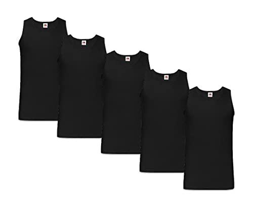 Fruit of the Loom Men's Vest (Pack of 5) (Black Black), 4XL von Fruit of the Loom