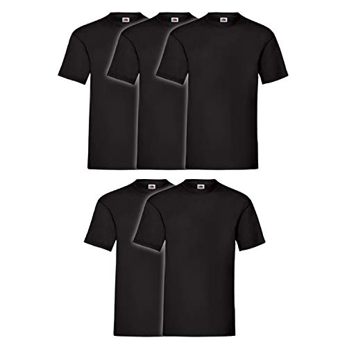 Fruit of the Loom Original T 5-Pack Logo Men's T-Shirt, Farbe:5X deep Black, Größe:2XL von Fruit of the Loom