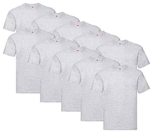 Fruit of the Loom Original T-Shirt, Farbe:10x Grau + 1 HL Kauf Notizblock, Größe:3XL von Fruit of the Loom