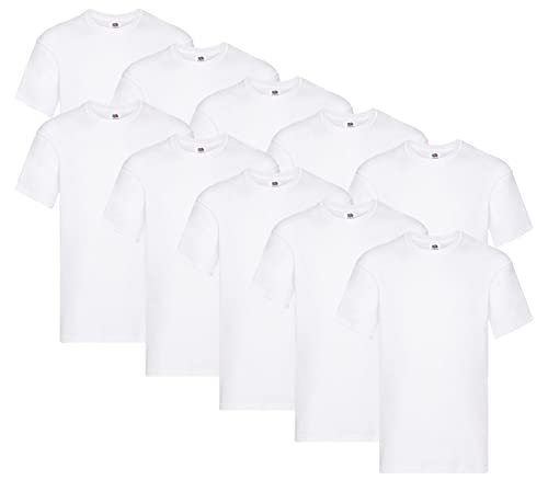 Fruit of the Loom Original T-Shirt, Farbe:10x Weiss + 1 HL Kauf Notizblock, Größe:3XL von Fruit of the Loom