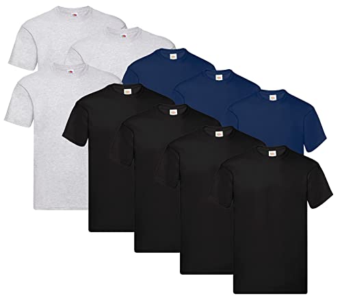 Fruit of the Loom Original T-Shirt, Farbe:4X Schwarz + 3X Grau + 3X Navy + 1 HL Kauf Notizblock, Größe:M Fruit of the Loom Original T-Shirt, Farbe:4X Schwarz + 3X Grau + 3X Navy + 1 HL Kauf Notizblock, Größe:M von Fruit of the Loom