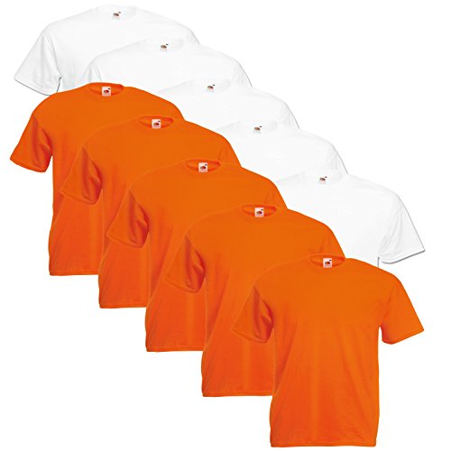 Fruit of the Loom Original Valueweight T Rundhals T-Shirt F140 10er Pack 2/2, Größe:M;Farbe:5X White 5X orange von Fruit of the Loom