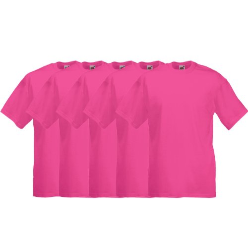 Fruit of the Loom Original T Rundhals T-Shirt F140 5er Pack- Gr. 3XL, 5x Fuchsia von Fruit of the Loom