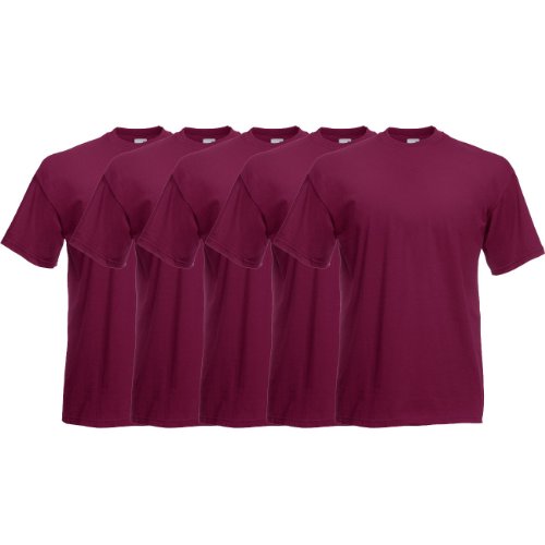 Fruit of the Loom Original Valueweight T Rundhals T-Shirt F140 5er Pack- Gr. L, Burgundy von Fruit of the Loom