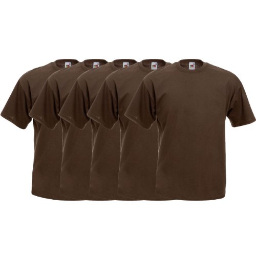 Fruit of the Loom Original T Rundhals T-Shirt F140 5er Pack- Gr. L, Chocolate von Fruit of the Loom