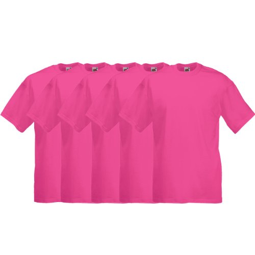 Fruit of the Loom Original T Rundhals T-Shirt F140 5er Pack- Gr. XL, Fuchsia von Fruit of the Loom