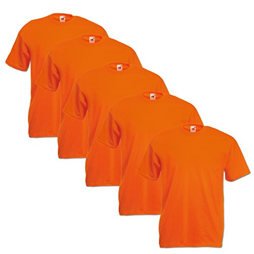 Fruit of the Loom Original T Rundhals T-Shirt F140 5er Pack- Gr. M, Orange von Fruit of the Loom