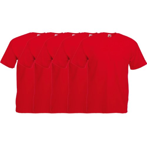 Fruit of the Loom Original T Rundhals T-Shirt F140 5er Pack- Gr. 3XL, Red von Fruit of the Loom