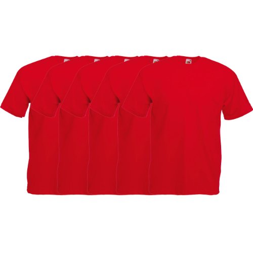 Fruit of the Loom Original T Rundhals T-Shirt F140 5er Pack- Gr. XL, Red von Fruit of the Loom