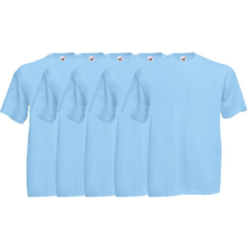 Fruit of the Loom Original T Rundhals T-Shirt F140 5er Pack- Gr. L, Sky Blue von Fruit of the Loom