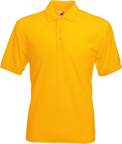 Pique Polo 65/35 T-Shirt von Fruit of the Loom S M L XL XXL XXXL verschiedene Farben L,Gelb von Fruit of the Loom