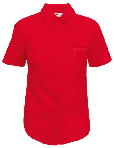 Fruit of the Loom Poplin Bluse Kurzarm Lady-Fit - Farbe: Red - Größe: XL von Fruit of the Loom
