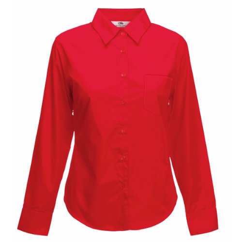 Fruit of the Loom Popline Damen Bluse Gr. S, rot von Fruit of the Loom